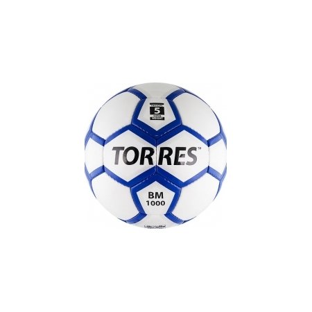 Мяч футб. "TORRES BM 1000"арт.F320625, р.5, 32 панел., мягкий PU, термосшивка, бел-серебр-син.