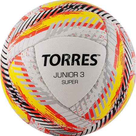 Мяч футб. "TORRES Junior-3 Super HS"арт.F320303, р.3,вес 280-310 г,ПУ,4 сл, 16 п,руч.сш,бел-кра-жел