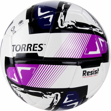 Мяч футзал. "TORRES Futsal Resist" арт.FS321024, р.4, 24 п.,ПУ, 3 подкл.сл., гиб.сш сбелый-мультикол