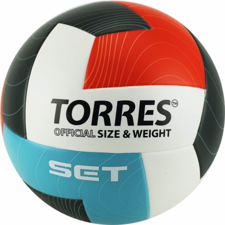 Мяч вол. "TORRES Set" арт.V32045, р.5, синт.кожа (ТПУ), клееный, бут.кам, бело-оранж-серо-голубой