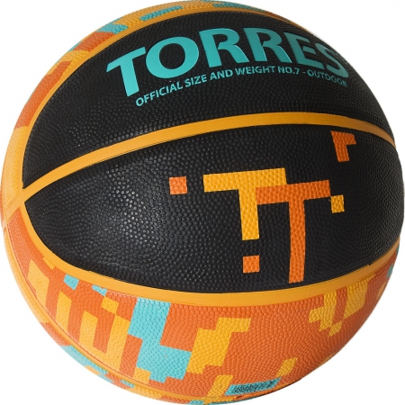 Мяч баск. "TORRES TT" арт. B02127, р.7, резина, нейлон. корд, бут. кам., черный-мультиколор