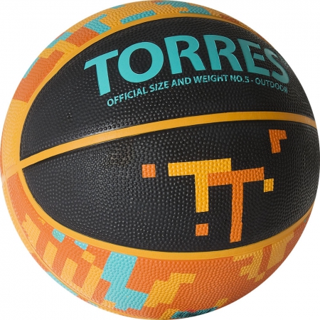 Мяч баск. "TORRES TT" арт. B02125, р.5, резина, нейлон. корд, бут. кам., черный-мультиколор