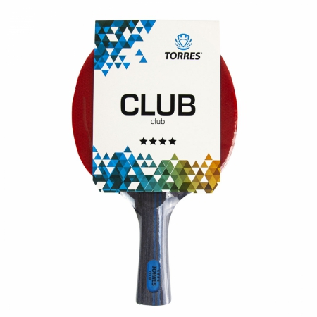 Ракетка для н/т TORRES Club 4*, TT21008, для тренировок, накладка 2,0 мм, конич. ручка