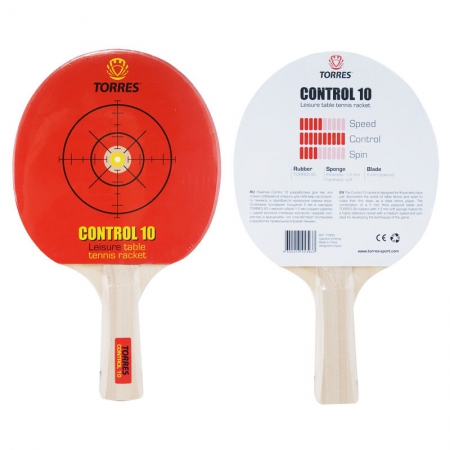 Ракетка для н/т TORRES Control 10, TT0001, для начинающих, накладка 1,5 мм, конич. ручка
